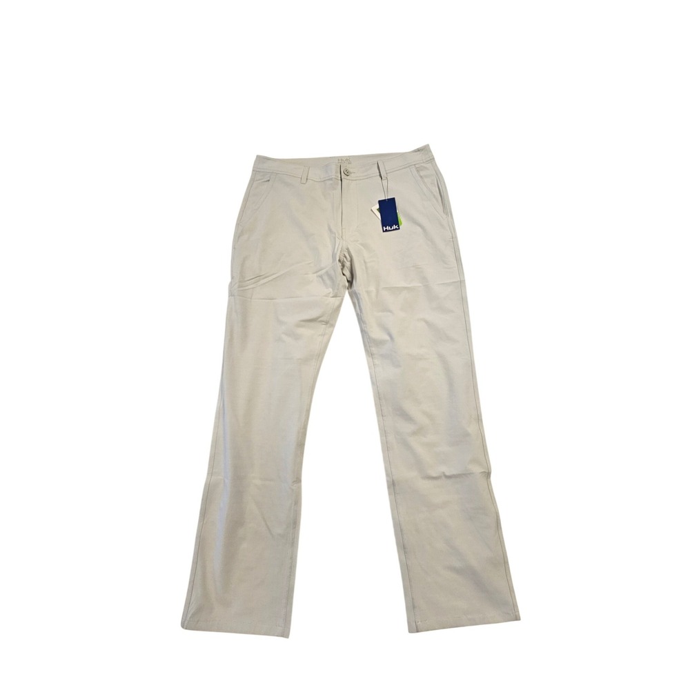 Huk Performance Fishing Mens Pants‎ 38 Light Grey Stretch Recycled Polyester New